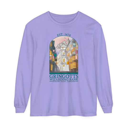 Wizarding Banks Unisex Garment-Dyed Long Sleeve T-Shirt