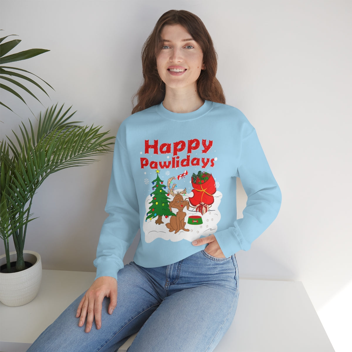 Max Happy Pawlidays Adult Unisex Crewneck Sweatshirt